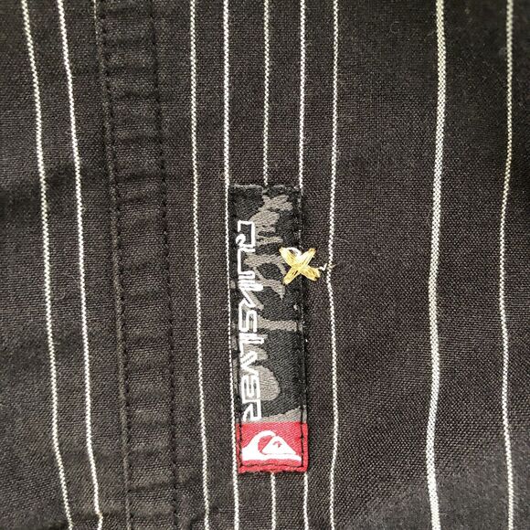 Quiksilver Mens Black Striped Button Down Shirt Pocket Tag Size XL - Picture 13 of 16